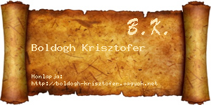 Boldogh Krisztofer névjegykártya